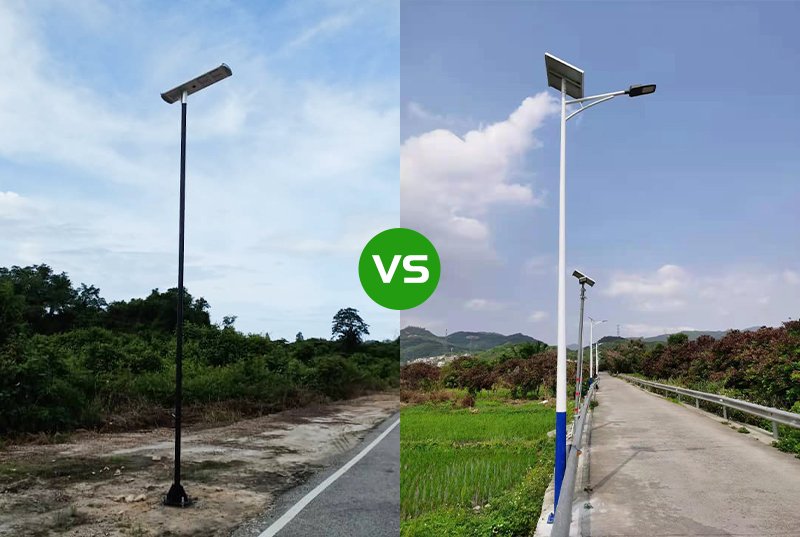 All-in-one or all-in-two solar street light?